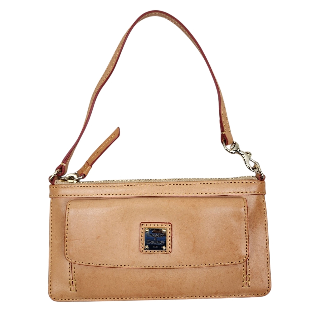 Dooney & Bourke Tan Natural Leather Wristlet Pouch Clutch